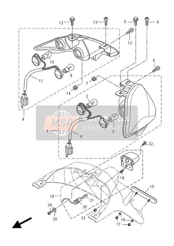 Yamaha VP125 X-CITY 2012 Achterlicht voor een 2012 Yamaha VP125 X-CITY